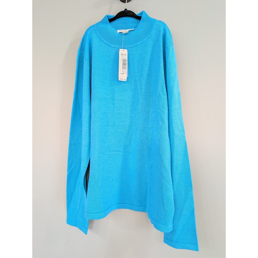 NEW $79 SILK NYLON BLEND MEDIUM BLUE PENDLETON Mock Neck LONG SLEEVE